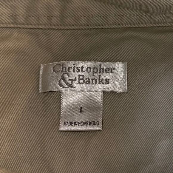 Embroidered Cat Button Up Shirt Shacket Khaki Kitty Top - Picture 7 of 10